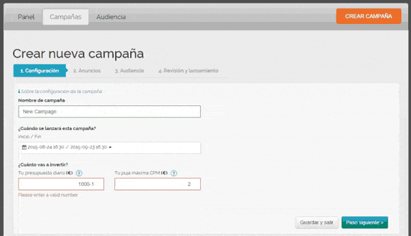 Crear Campaña Cross Channel Marketing