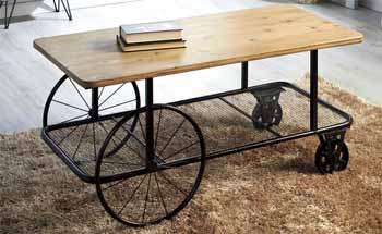 Mesa de centro madera con ruedas