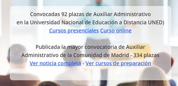 Convocatoria plazas auxiliar administrativo