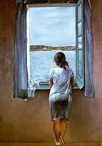 Reproducción muchacha en la ventana, por Dalí
