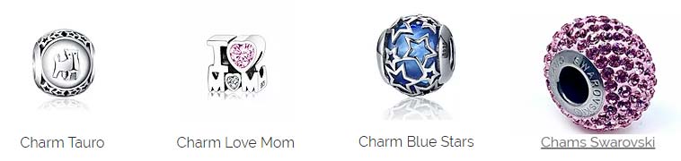 Charms de plata con cristal Charms de plata con cristal