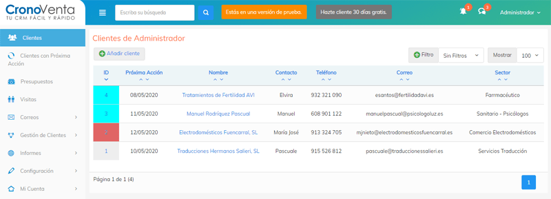 Prueba CRM gratuita Prueba CRM gratuita