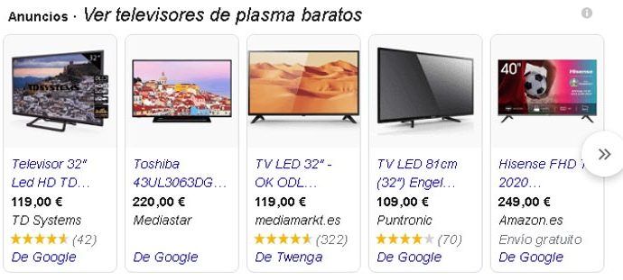 Google Shopping televisiones plasma