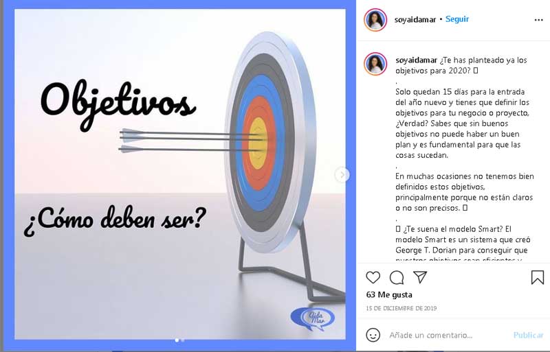 Ejemplo de guías de Instagram