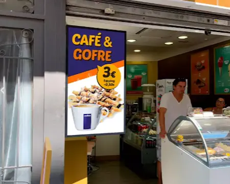 Pantalla publicitaria para oferta de productos