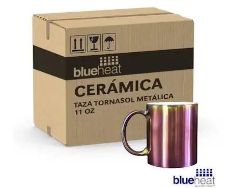 Sublimación de metal sobre taza de cerámica.