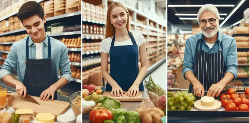 Trabajos en supermercados.